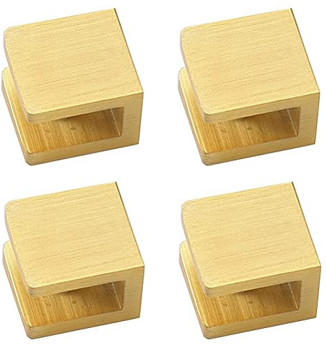 LukLoy - Set di 4 morsetti, montaggio senza trapano su vetro, supporto per mensole, per vetri da 8-10 mm, color oro