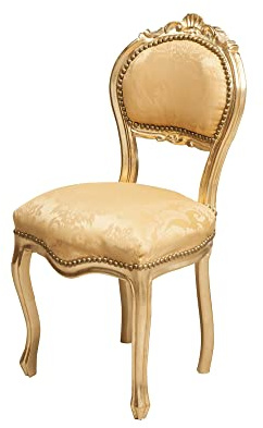 BISCOTTINI INTENATIONAL ART TRADING Biscottini Luigi XVI 93 x 42 x 42 cm Antiker Silber Gepolsterter Stuhl im französischen Stil Schlafzimmer Sessel, Media L6365-1 Gold