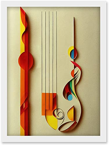 Wee Blue Coo Kandinsky Inspired Abstract Musical Symbol Clefs Music Yellow Turquoise Orange Artwork Framed Wall Art Print A4
