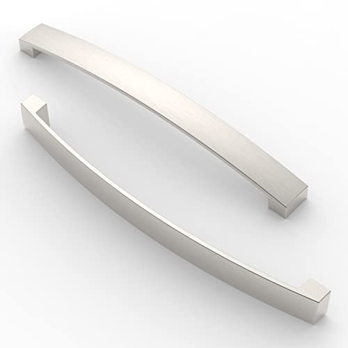 FURNIWARE Tirador de 5 piezas para muebles, distancia del agujero de 192 mm, tirador de arco para gabinete, tirador de cocina, para puerta de armario de cocina, baño,níquel cepillado