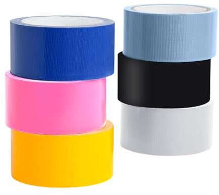 Nastro adesivo colorato di alta qualità, 50 mm x 13,7 m x 8,3 mm, set di 6 rotoli di nastro adesivo inclusi argento, rosa, nero, bianco, marrone, blu