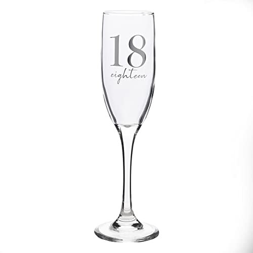 Widdop and Co 18th Birthday Champagne Flute Glass with Silver Detail - 18