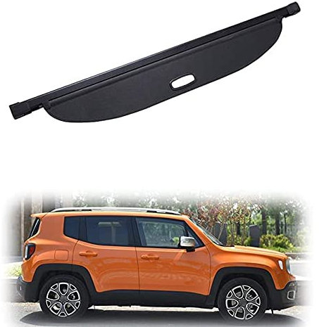 LOREC Auto Einziehbare Hintere Kofferraum Hutablage FüR Jeep Renegade 2016 2017 2018 2019, Hintere Kofferraum Hutablage Schattenschutz PrivatsphäRe Vorhang ZubehöR