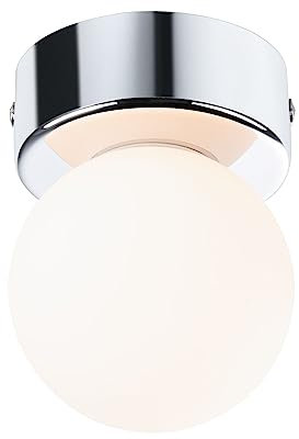Paulmann 71061 Plafonnier Selection Bathroom Gove IP44 G9 230V max. 20W gradable Chrome, Satin luminaire de salle de bain, Verre Métal, 1er Deckenleuchte