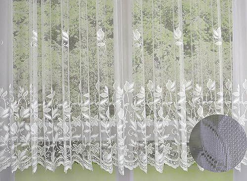 Clever-Kauf-24 Fertiggardine Edel Jacquard Universalband versch. Größen Vorhang Gardine weiß BxH 300x245cm
