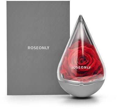 roseonly. Ewige Rose, Konservierte Rosen Stehauf, Infinity Rote Rose Tropfenform, Geschenke für Frauen zum Geburtstag, Valentinstag, Weihnacht, Muttertag, Jubiläum (Rot)
