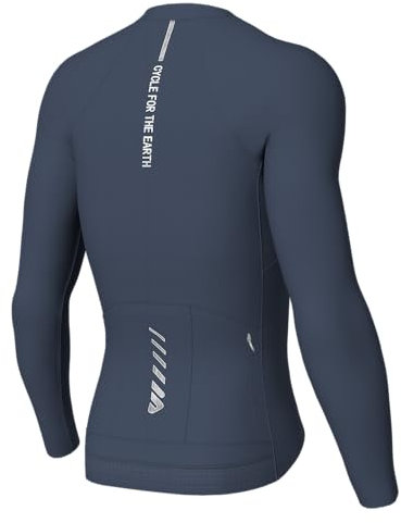 Wulibike Rennrad Trikot Herren Langarm,Langarm Fahrrad Shirt Fahrradbekleidung Mit 3+1 Rückentaschen UPF 50+ Durchgehendem Reißverschluss,Grau-blau XL