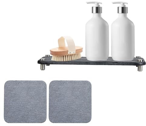 3Pcs Plateau en Pierre Absorbant l'eau pour évier, Plateau en Terre De Diatomée, Porte Savon Pierre Diatomite, Séchage Instantané pour Salle De Bain, Cuisine, Tasses, Brosse à Dents, etc. (Gris)
