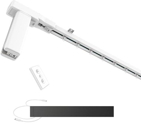 ACRIMO Motorisierte Vorhangschiene ohne Elektroinstallation, intelligentes Vorhangschienen-Set mit Solarpanel-Strom, Länge 4 Meter
