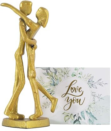 SENNESY Handcrafted Iron Sculpture of Two Hearts - A Romantic Gift for Weddings and Anniversaries - Includes a Blank Greeting Card to Express Your Love
