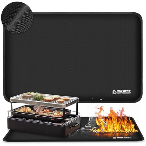 ImnBest Base ignífuga, base resistente al calor para barbacoa al aire libre, protege tu mesa de preparación y mesa de barbacoa al aire libre – Esterilla de protección térmica (60 x 40 cm)