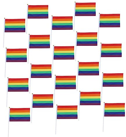FUNOMOCYA 20stücke Regenbogenfahnen Für Paraden Regenbogenfarbenfahnen Tragbare Regenbogenstreifenfahnen Flaggen in Regenbogenfarben Flaggen in Regenbogenstreifen