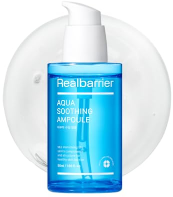 Real Barrier Aqua Soothing Ampoule 1,69 Fl Oz, kühlendes, beruhigendes, feuchtigkeitsspendendes Gesichtsserum für empfindliche, trockene Haut,