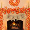 Funnlot Herbst Girlande,Herbst Dekoration, Künstliche Blätter Girlande, Herbstdeko Ahornblätter Herbstgirlande für Erntedankfest Halloween Garten Herbst Deko 3M-20LED(2PCS)
