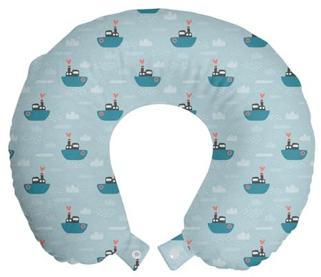 ABAKUHAUS Nautisch Reisekissen Nackenstütze 2er Pack, Yachts Boote Segel Sea Schaumstoff Reiseartikel für Flugzeug und Auto, 30x30 cm, Baby blau