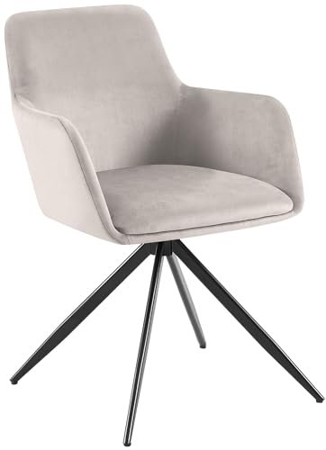 CLP Esszimmerstuhl Olema I Schwenkbarer Polsterstuhl Mit Samtbezug I Küchenstuhl, Farbe:grau