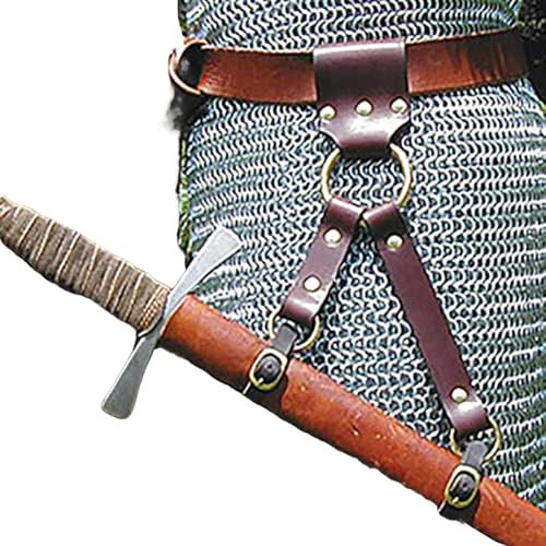 MDFCZXP Mittelalter Schwert Frosch Wikinger Piraten Ritter Leder Katana Degen Halter Etui,Braun,15c