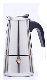 Stainless Steel Espresso Coffee Maker Stove Top Percolator 2/4/6/9 Cups Moka Pot , Makes Real Italian Coffee, Moka Pot 2/4/6/9 Cups , Stainless Steel (A-4Cups/200ML)