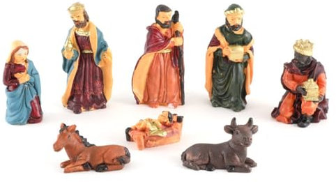WDMJxar 8Pcs Krippenfiguren Set Weihnachten für Tisch Dekoration Krippe Zubehör Geschenk, bis 7 cm