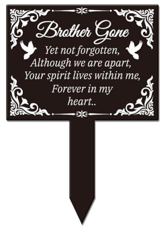 GLOBLELAND Rechteckiger Gartenstecker Mit Taubenmotiv Vintage Rand Gedenktafel Gedenkpfahl Für Den Friedhof Acryl Grabstecker Wasserdicht Trauer Gartenstecker In Erinnerung an einen Bruder