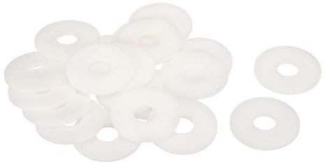 QUARKZMAN 20 Pcs Arandelas Planas, Pasacables de Nylon M16 16Mm Id 50Mm Od 3Mm de Espesor Arandela Lisa Arandelas de Plástico Junta de Hoja de Fijación Espaciador de Sellado Anillo, Blanco