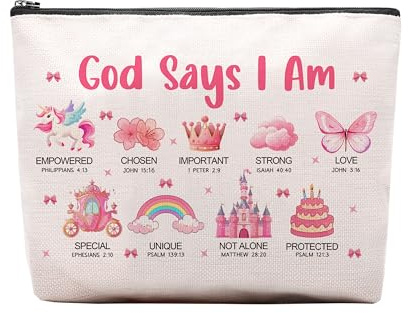 CEASQVAA Makeup Cosmetic Bag for Women Coworker Birthday Gift Makeup Bag Gift for Coworker Friends, God Says I Am Princess