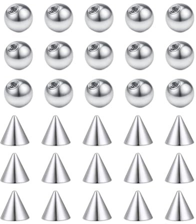 Gojewen 30er Piercing Kugeln Silber 3mm Ersatzkugel Schraubkugel Edelstahl 1,2mm Gewinde für Piercing Nase Lippe Augenbrauen