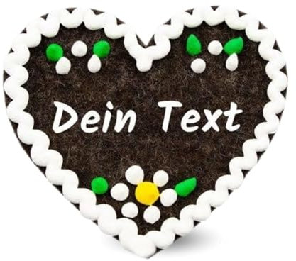 Bavariashop | Filz-Herz-Anstecker mit Wunschname | Hochzeit Namensschild als Anstecker Pin | Herz Namensschilder für Kleidung | Oktoberfest Party Namenskarten | 6,5cm x 7 cm (Weiß)