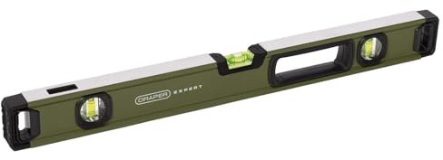 Draper Box Spirit Level with Handle 600mm | 1 x 180° Domed/Arc Central Vial & 2 x 90° Vials | High Precision Torpedo Bubble Levelling Tools | Heavy Duty Aluminium for Heavy Duty Use