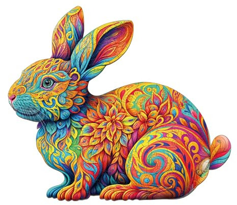 KaayeeWood Ostern Holzpuzzle Erwachsene,160 Teile Niedliches Kaninchen Holz Puzzle,Einzigartige Wooden Puzzle Mit Box Aus Holz Geburtstagsgeschenk für Erwachsene und Kinder