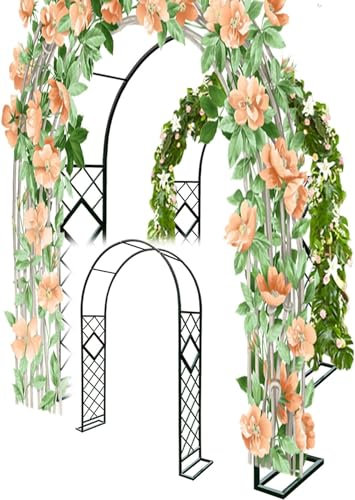 White Garden Arbor with Base Plant Support Arch for Climbing Plants Grapevines and Roses 180x230x40cm