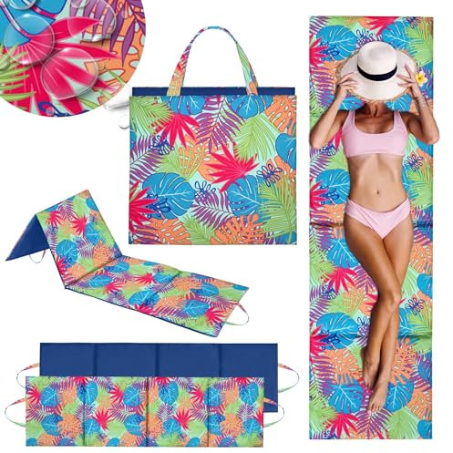 Domarex Faltbare Strandmatte 180x50 cm - Bequeme & Wasserabweisende Unterlage für Stein- & Sandstrände - Picknick - Garten & Camping - Leicht - Komfortabel & Platzsparend - Mallorca Colors