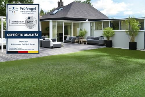 andiamo Kunstrasen Bali - Outdoor Teppich wetterfest - Rasenteppich für den Balkon oder Terasse - Kunstrasenteppich Outdoor in Premium Qualität - Grün 200 x 400 cm