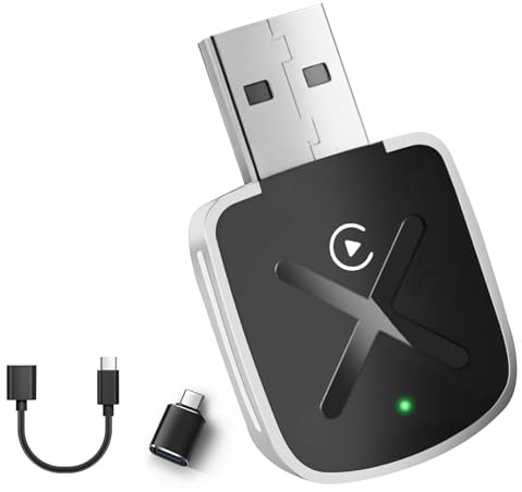 Adaptador Carplay Inalámbrico, Convertir Coche Pantalla Carplay con Cable a Carplay inalámbrico, USB Carplay Compatible con Coches a Partir de 2016 y Teléfonos iOS 10+