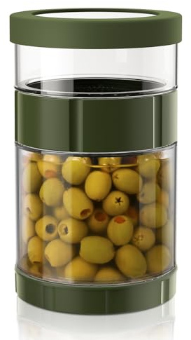 Bocal à concombre avec passoire, pot à concombre à retourner, avec passoire, sablier, séparateur de jus anti-fuite, pour cornichons, olives, kimchi et jalapenos (1500 ml)