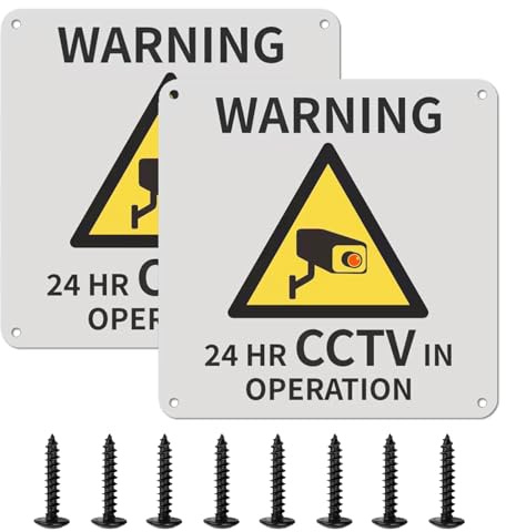 2PCS CCTV in Operation Sign 24 HR, 15 x 15cm CCTV Signs with Screws, Outdoor Waterproof, UV Resistant, Durable, Security Camera Signs, for Store,Warehouse, Home, Office