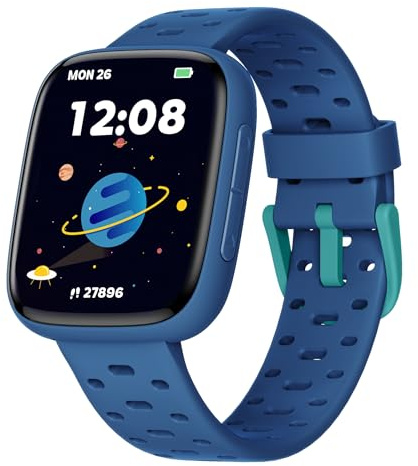 TICTIKY Smartwatch Kinder Ohne Handy/App nutzbar, 1,83 AMOLED Display Fitnessuhr mit IP68 wasserdicht, Schrittzähler, Herzfrequenz/Schlafmonitor, Wecker, Fitness Tracker für Jungen Mädchen 5-12