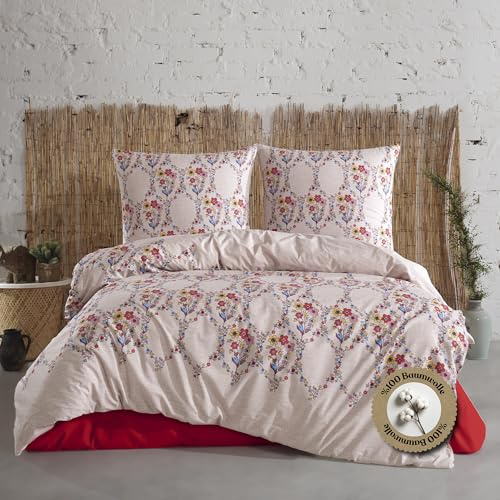nordqueen Renforce Bettwäsche,100% Baumwolle Bettbezug aus Atmungsaktive, Angenehme Schlafkomfort,Winter Bettwäsche-Set mit Kissenbezug Bettbezug mit Reißverschlus (Navas, 135X200 cm)
