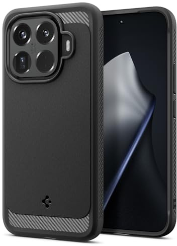 Spigen Xiaomi 15T Pro Rugged Armor Hülle -Matte Black | Carbonfaser Muster, Sicherer Grip, Air Cushion Tech, Military-Grade Schutz