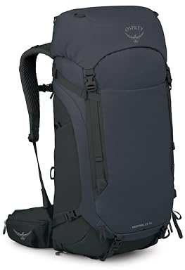 Osprey Kestrel LT 45L Herren Rucksack - Leichte Wander- & Campingtasche mit wasserdichtem Regenschutz, Schwarz