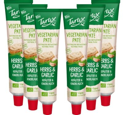 Tartex Organic Yeast Pate with Herb & Garlic 200g | Vegetarian Nutritional Yeast Spread | Organic, Plant-Based Sandwich, Crackers & Toast Pâté |(Pack of 6) from SuperfoodUK