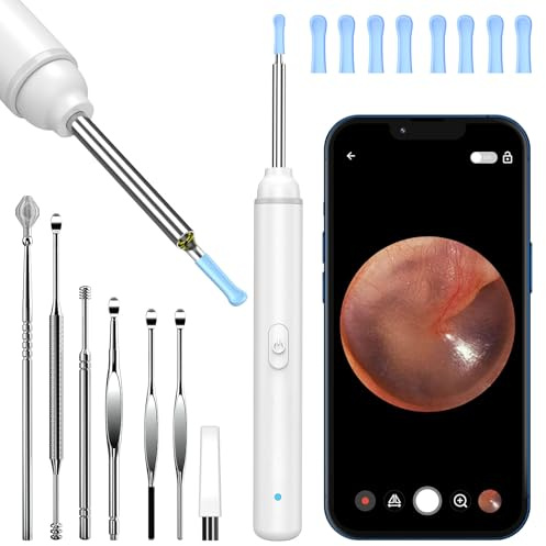 Ohrenschmalz Entferner Ohr Kamera, AZHE 1920P Wifi Ohrenreiniger, 3,0mm Ohrreiniger IP67 Wasserdicht, Wifi Ohr Reiniger Für iPhone, iPad Und Android-Smartphones (Weiß)