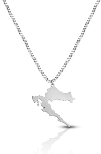d'origine Kroatien Landkarten Kette für Herren Edelstahl in Silber