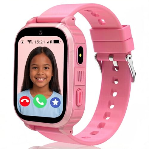 Smartwatch Bambini 4G con GPS e Videochiamate, Orologio Telefono per Bambini con SOS, Localizzazione in Tempo Reale, Modalità Scuola, Fotocamera, Giochi, Sveglia, Impermeabile IP68, Regalo 4-15 Anni