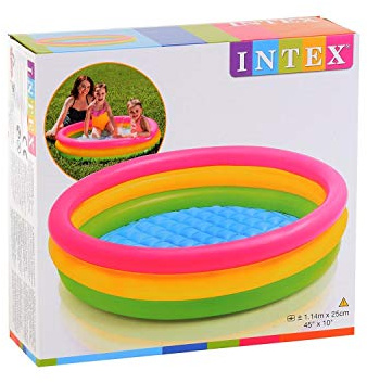 Intex 57412 NP - Sunset Glow Baby Pool, 3-Ring, color, 229x152x56 cm