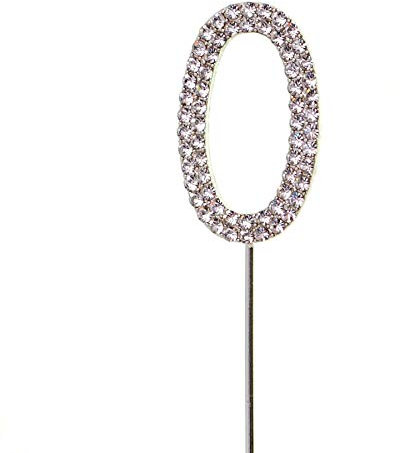 0 Silver Diamond Sparkley Cake Topper Number Year For Mans Boys Womens Girls Birthday Anniversary Party Decorations