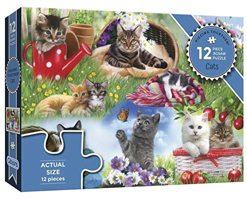 Katzen | 12 XXL-Teile-Puzzles | Demenz-Puzzle | extra großes Puzzleteil für Alzheimer | hochwertiges 100% recyceltes Brett | Geschenk für ältere Großeltern | Gibsons Games