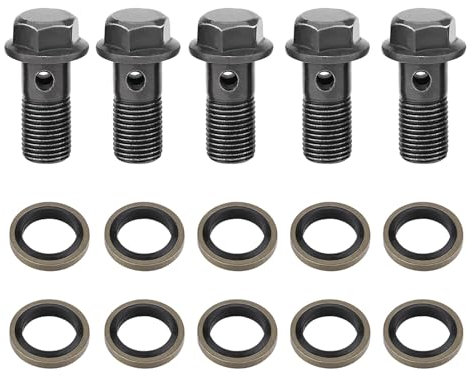 Keenso Hohlschrauben Und Beschläge 5er Motorrad Hohlschrauben & Unterlegscheiben für Bremssattel Hauptbremszylinder M10 x1.25/M10 * 1.0mm(M10×1mm)