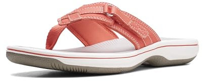 Clarks Women's Breeze Sea Flip-Flop, Bright Coral Synthetic, 9.5 UK