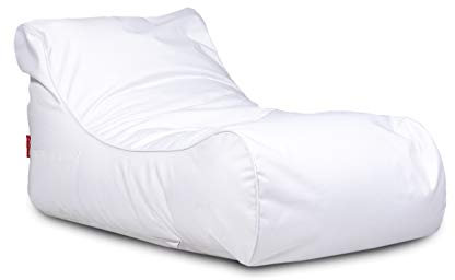 Ecopuf - Master Polyester Pouf Sessel Outdoor Chaise Longue - Sitzsack mit Staufach und Griff - Robuster Stoffsack - Entspannungssessel - Wohnungseinrichtung - 115x65x60cm, Weiß Nc3